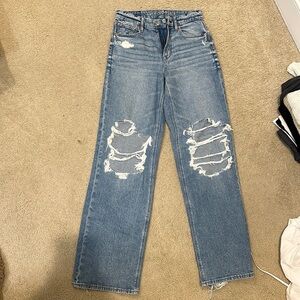 American Eagle curvy super high rise baggy straight jean